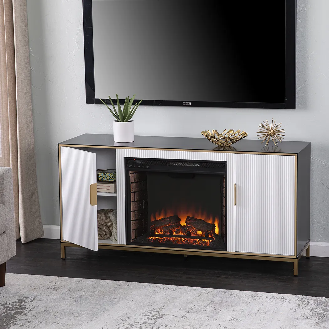 Rascher II White 54 in. Console, With Electric Fireplace - Image 8