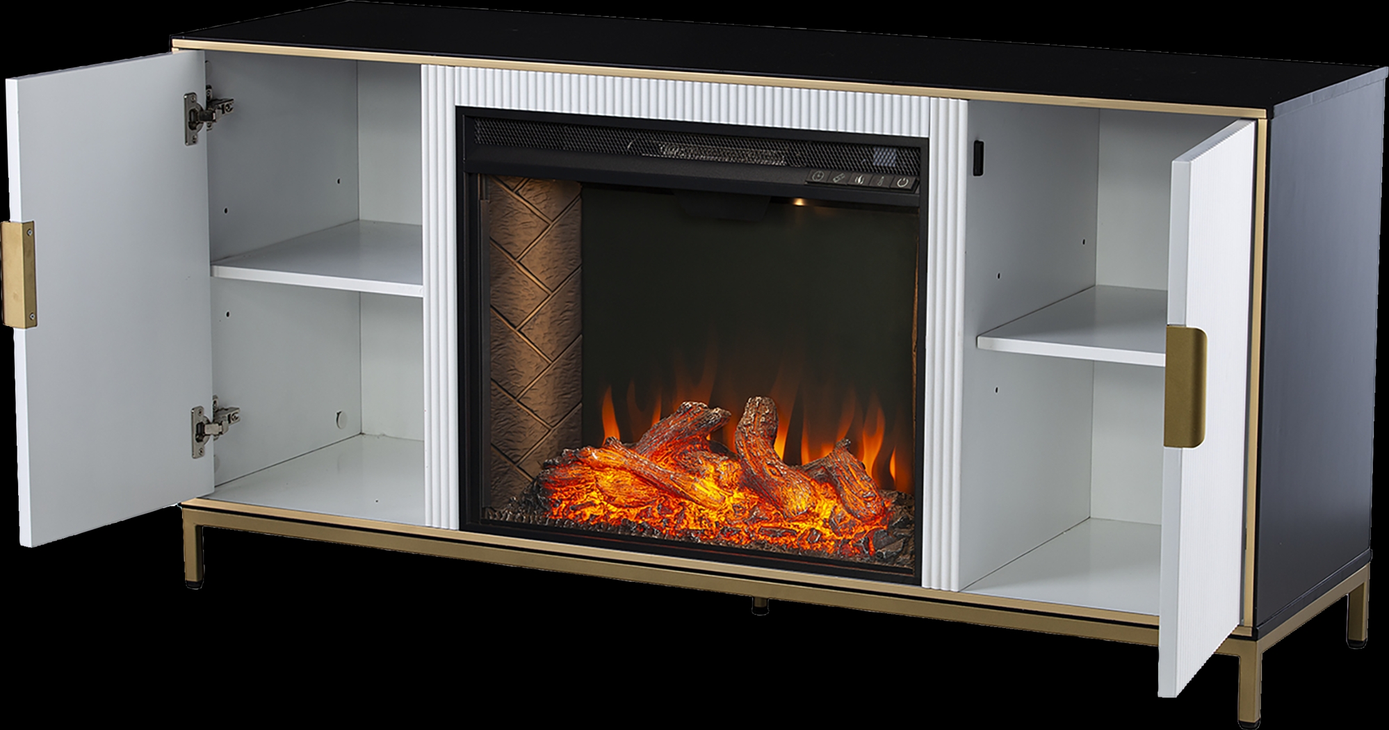 Rascher III White 54 in. Console, With Smart Electric Fireplace - Thumbnail - Image 3