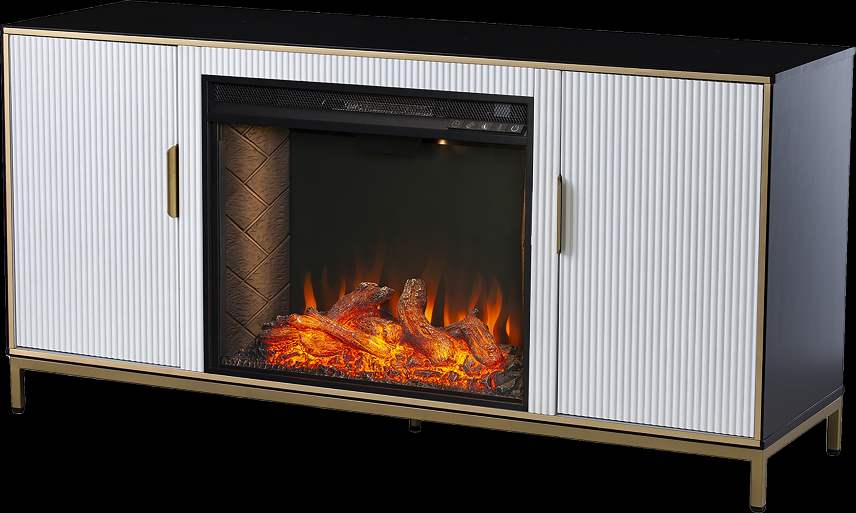 Rascher III White 54 in. Console, With Smart Electric Fireplace - Thumbnail - Image 1