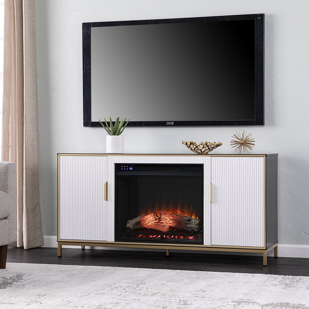 Rascher IV White 54 in. Console, With Touch Panel Electric Fireplace - Thumbnail - Image 2