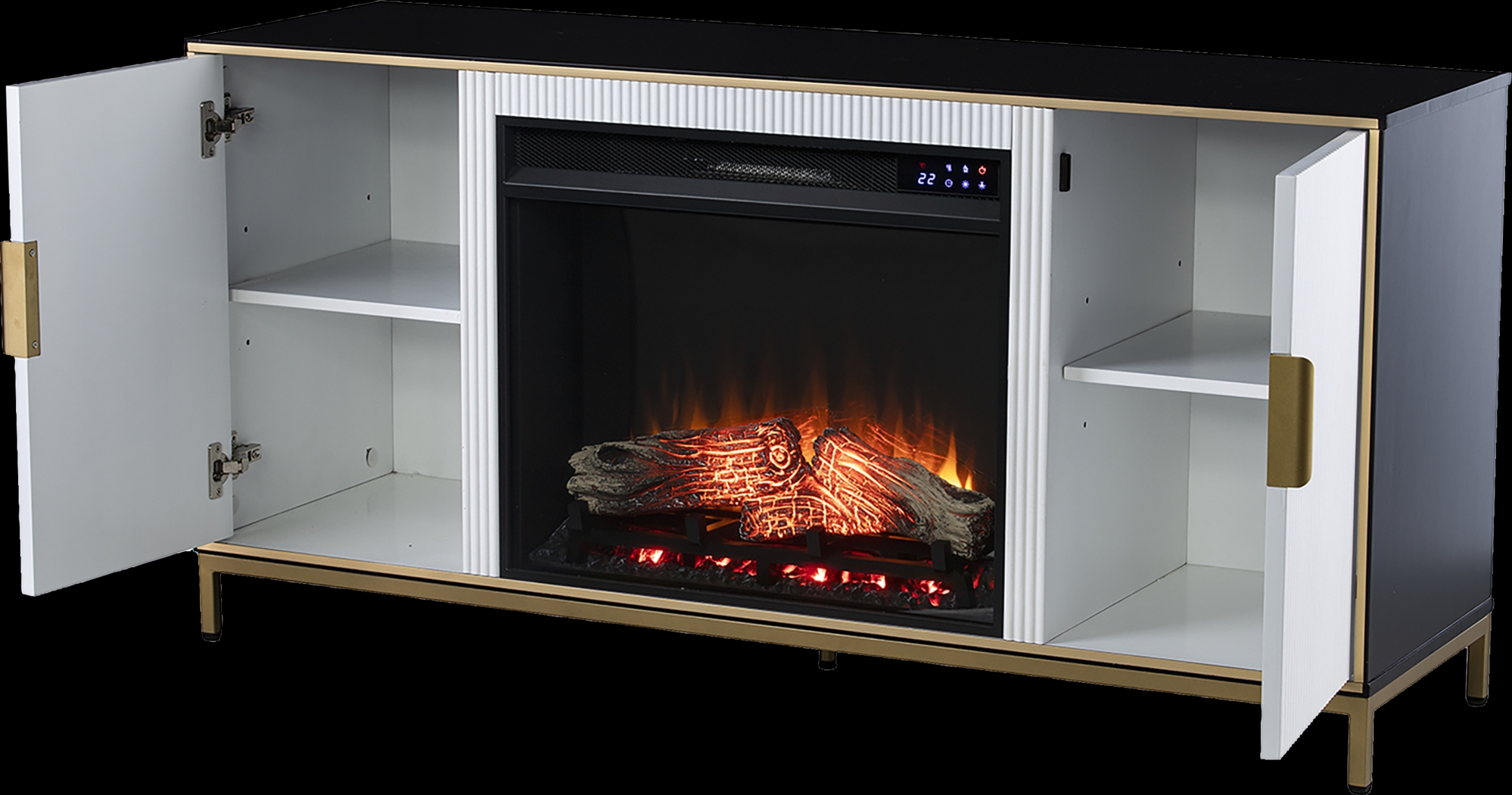 Rascher IV White 54 in. Console, With Touch Panel Electric Fireplace - Thumbnail - Image 3