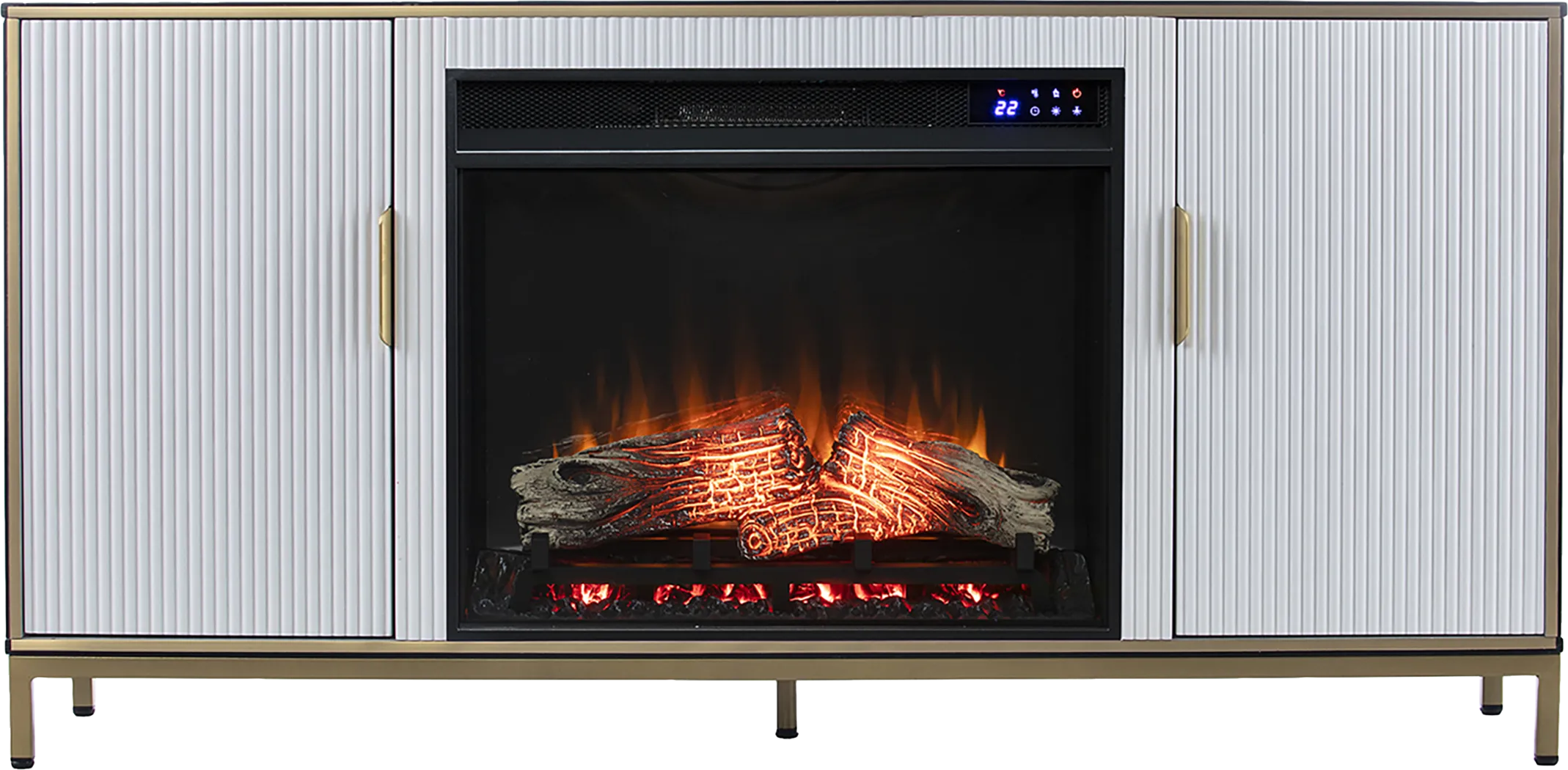 Rascher IV White 54 in. Console, With Touch Panel Electric Fireplace - Image 7