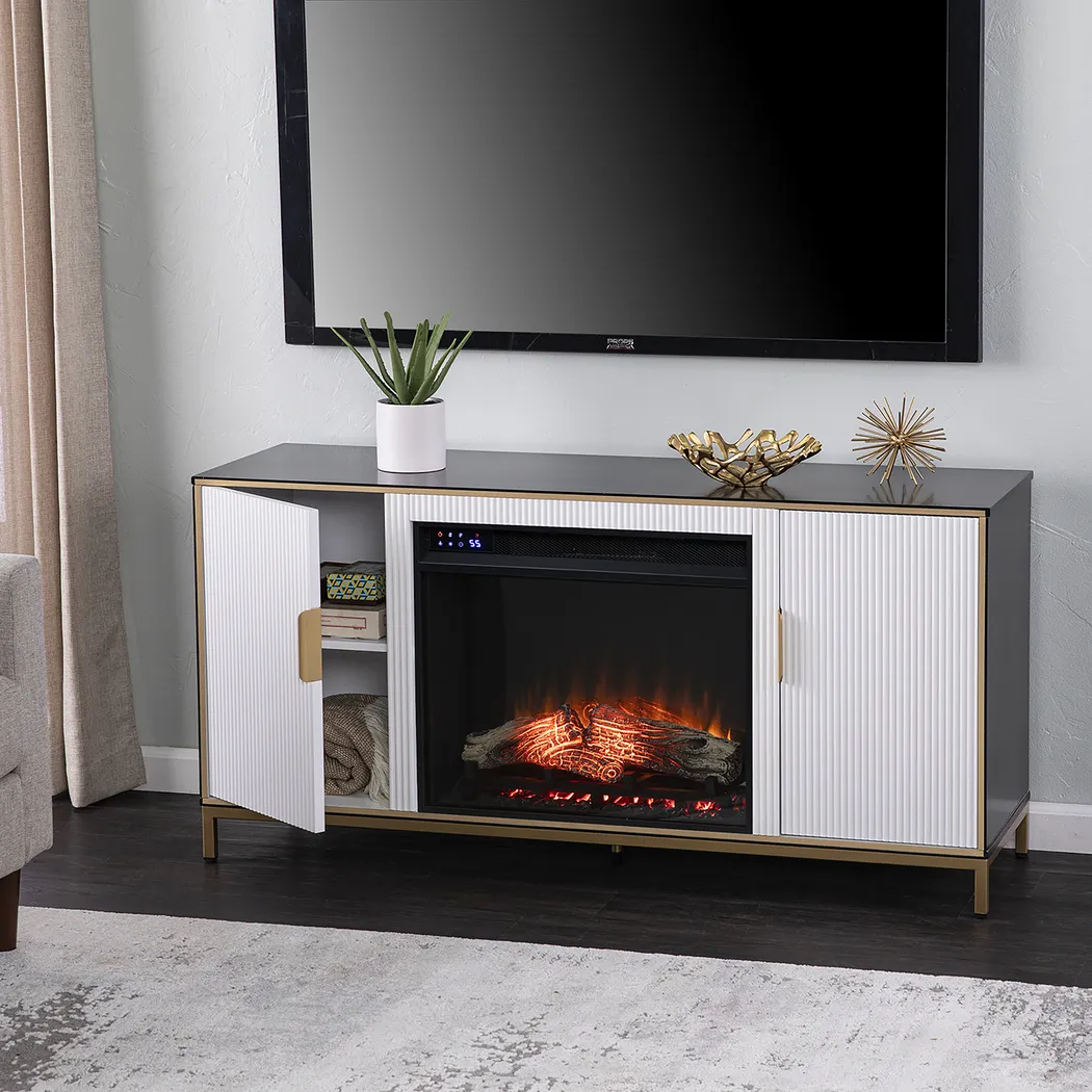 Rascher IV White 54 in. Console, With Touch Panel Electric Fireplace - Image 8