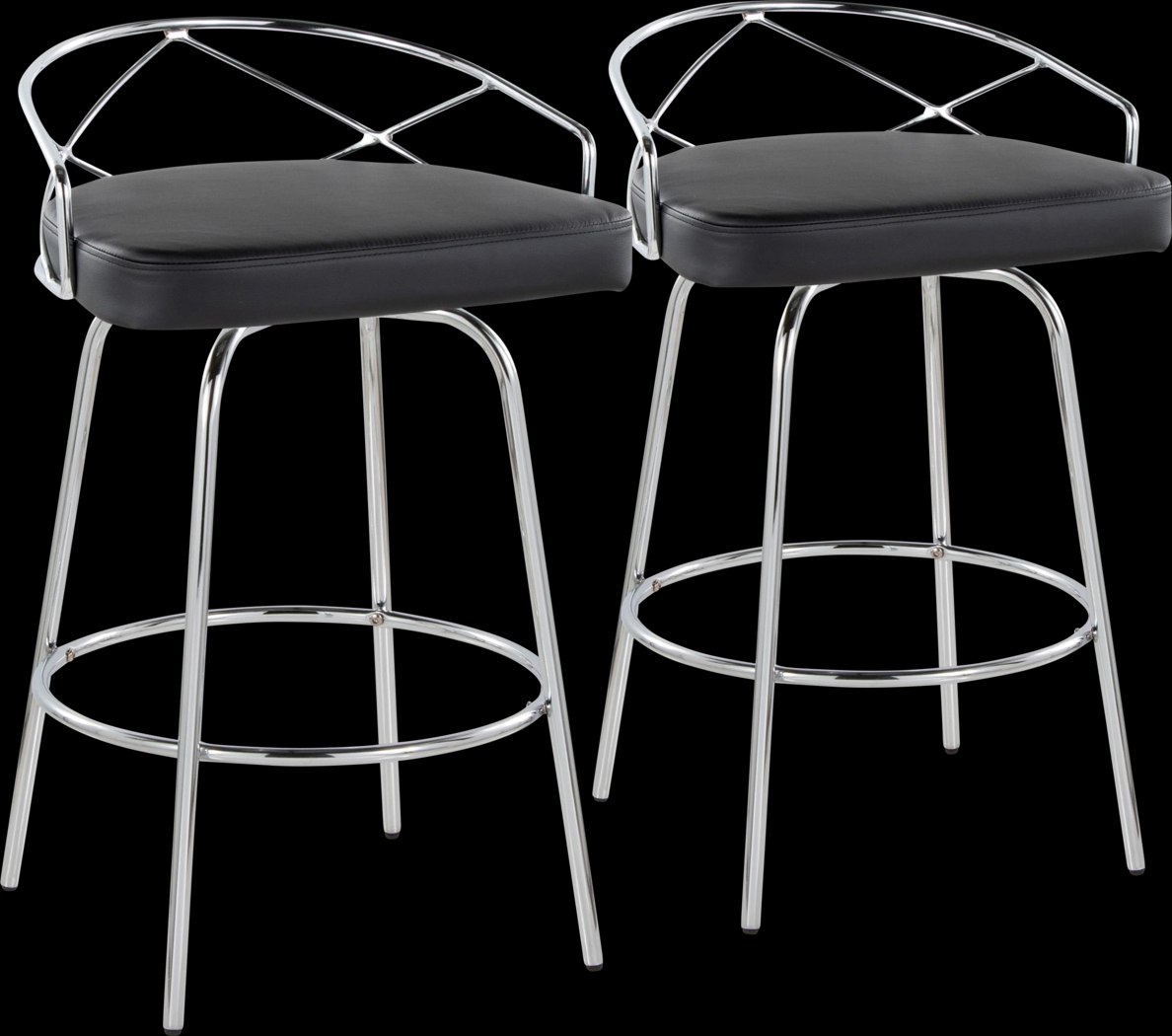 Ravensburg III Black Swivel Counter Height Stool, Set of 2 - Thumbnail - Image 1