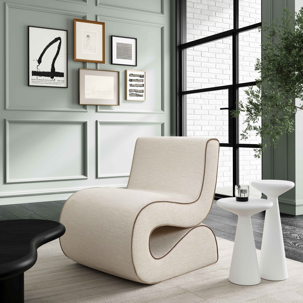 Rawding Cream Accent Chair - Thumbnail - Image 2