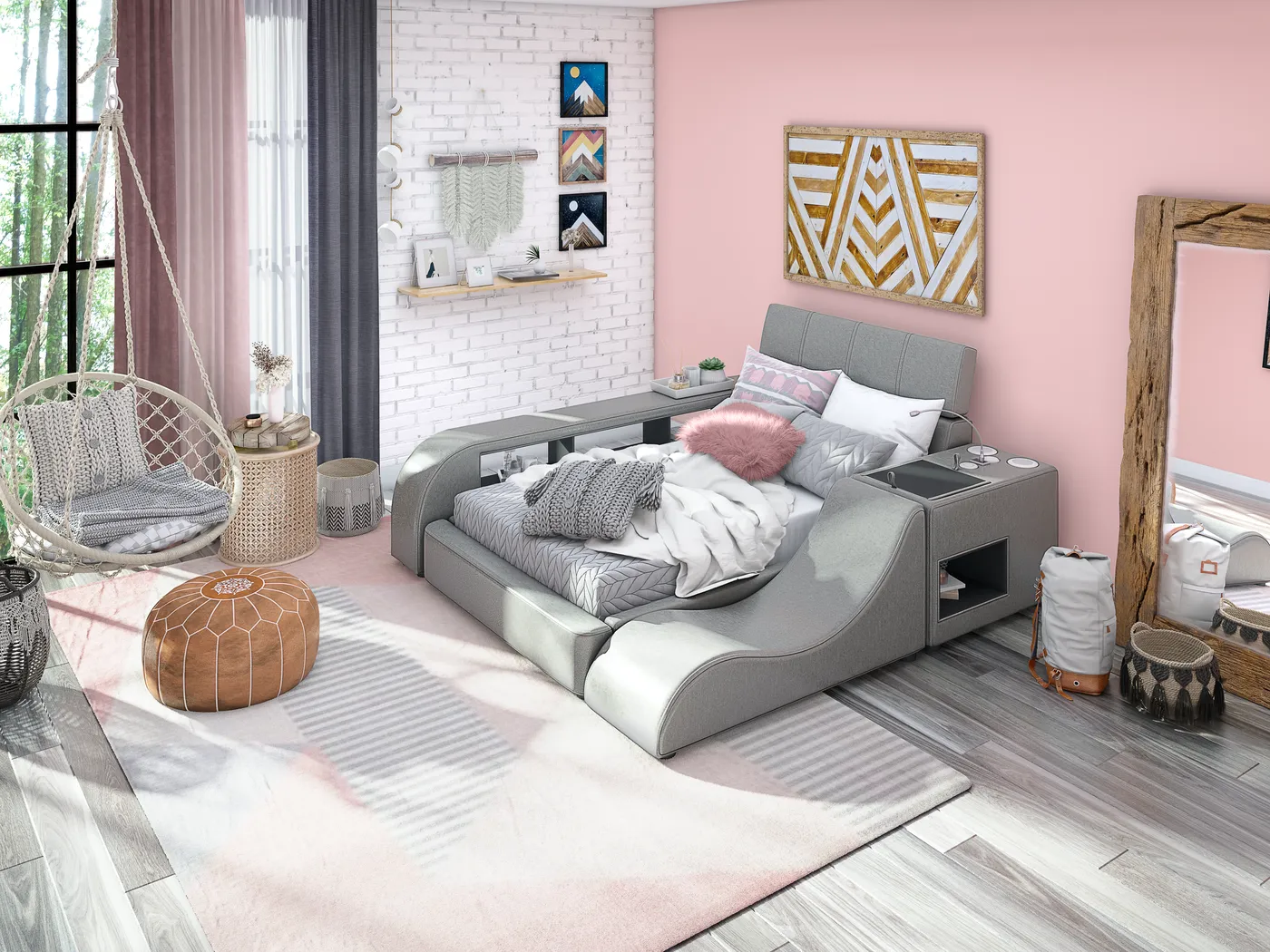 Kids reGen™ Recharged Gray 6 Pc Full Bed with Nightstand, Bookcase and Lounger - Thumbnail - Image 1