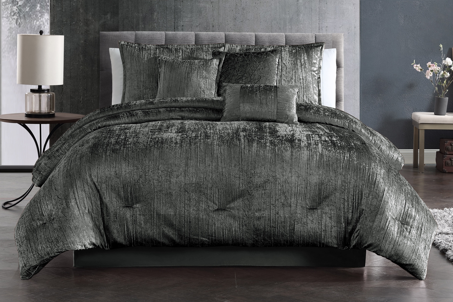 Recine Charcoal 7 Pc King Comforter Set - Thumbnail - Image 1