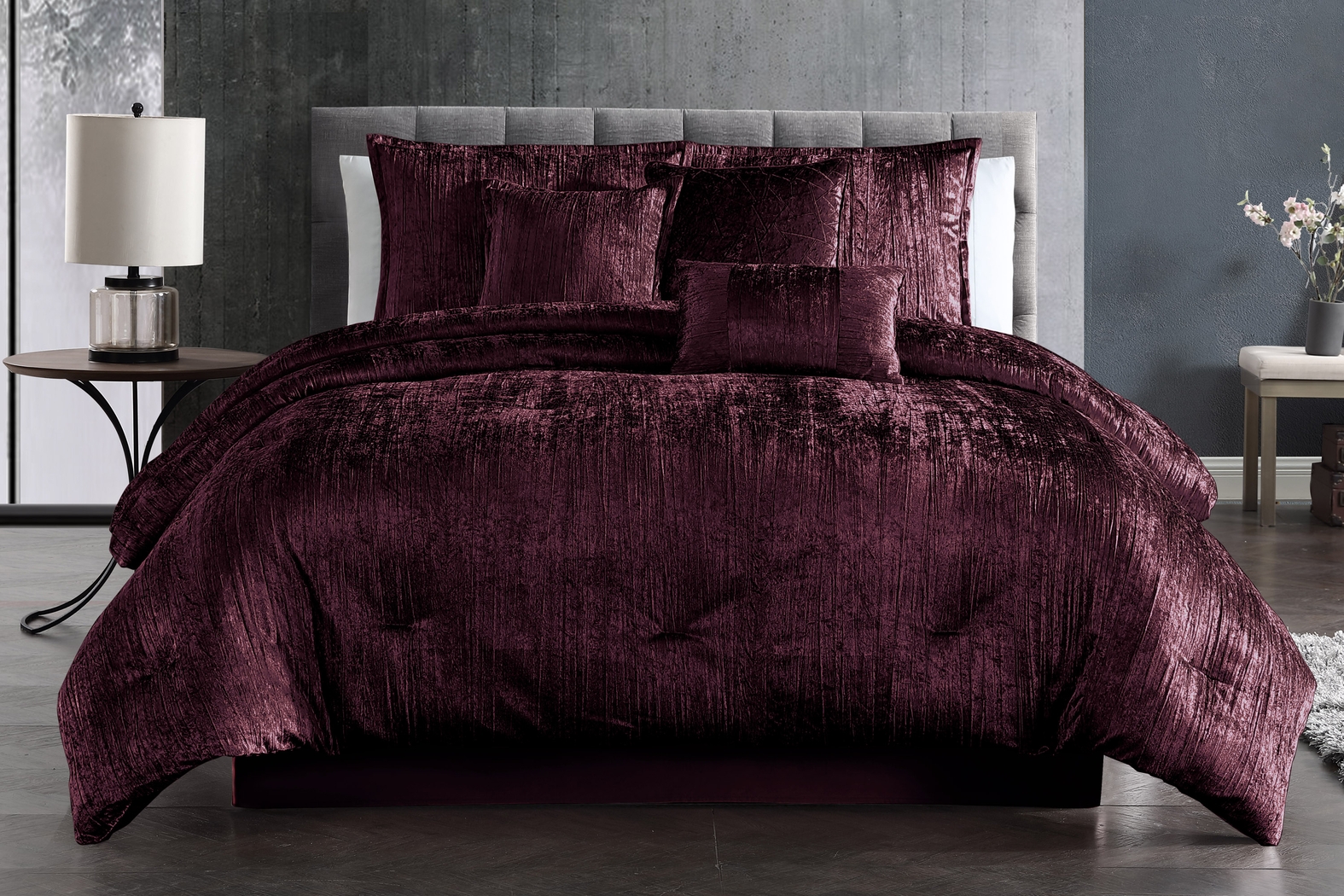 Recine Purple 7 Pc King Comforter Set - Thumbnail - Image 1