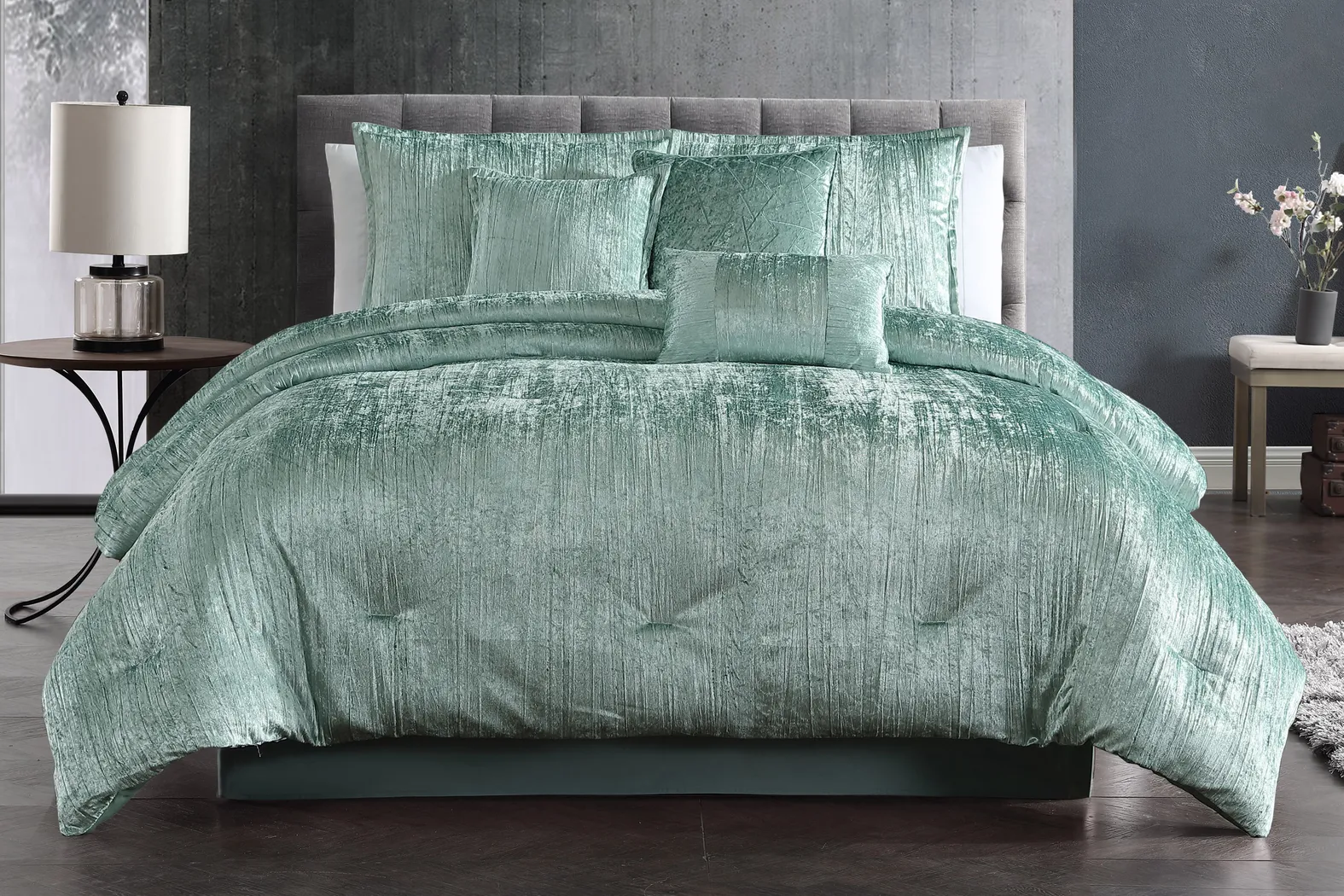 Recine Teal 7 Pc King Comforter Set - Thumbnail - Image 1