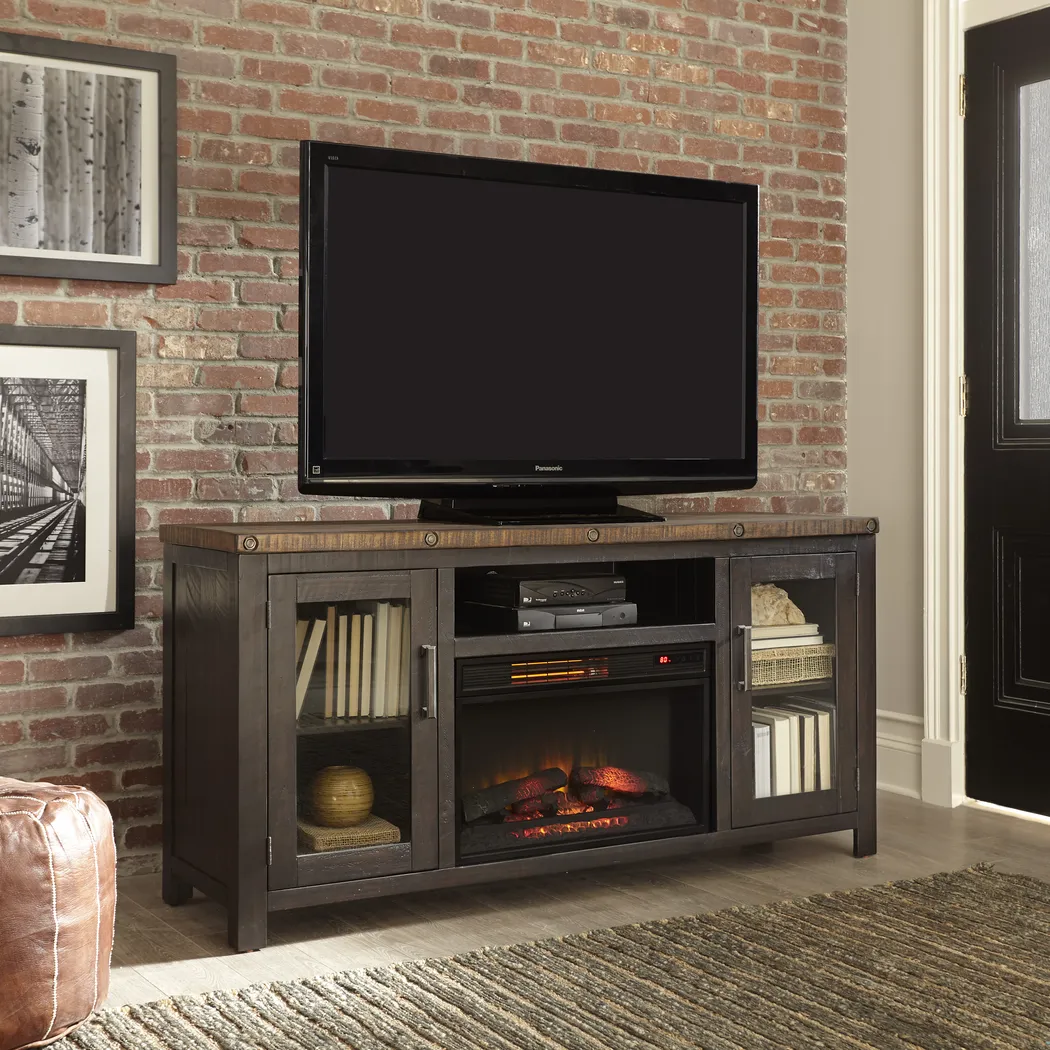 Recton Brown 65 in. Console With Electric Fireplace - Thumbnail - Image 4