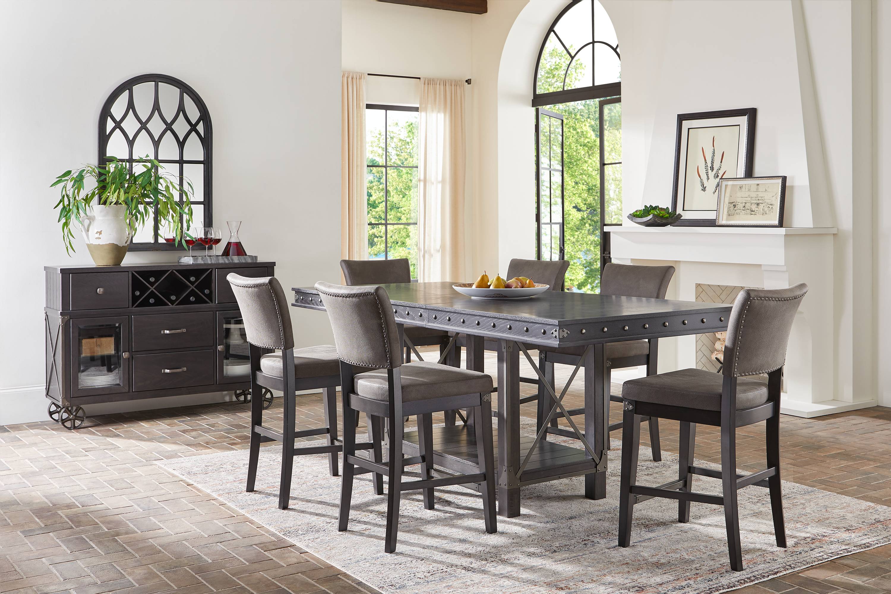 Red Hook Black 5 Pc Rectangle Counter Height Dining Room - Thumbnail - Image 1