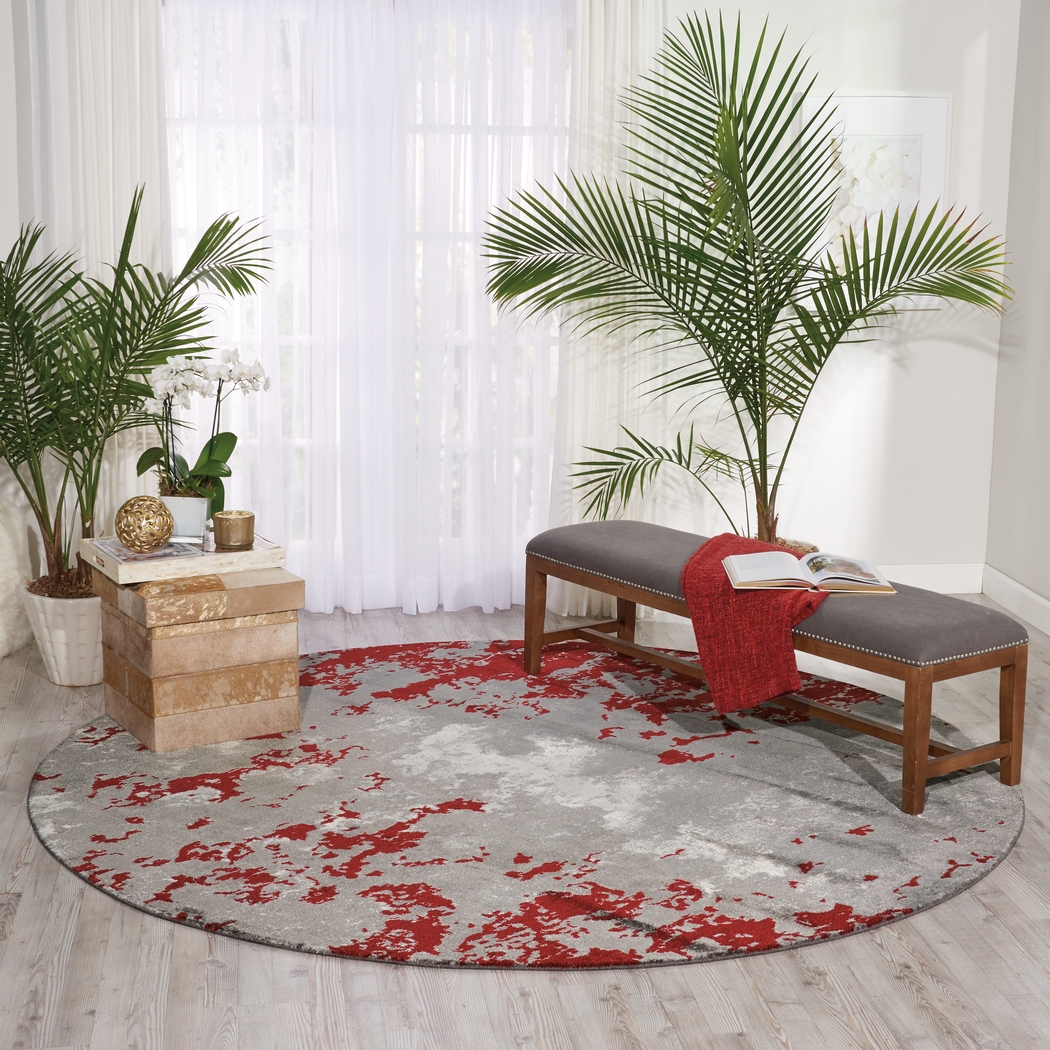 Red Sky Red 8' Round Rug - Thumbnail - Image 4