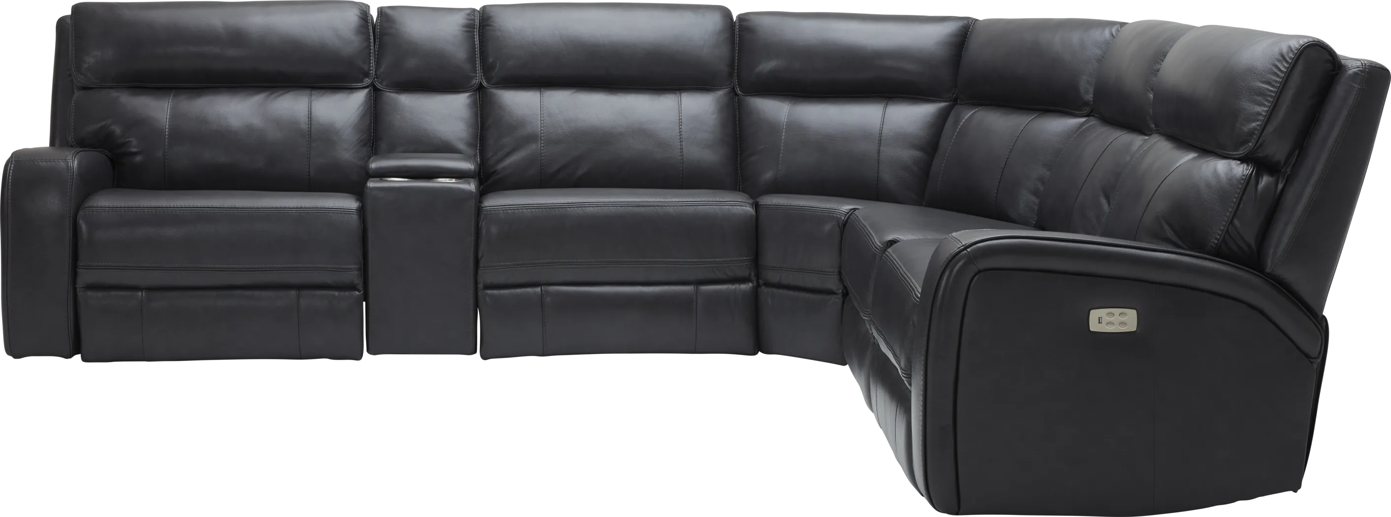Redivia Black Leather 6 Pc Dual Power Reclining Sectional - Thumbnail - Image 4