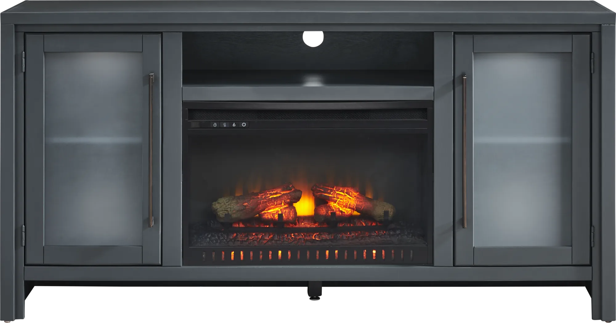 Redmond Blue 64 in. Console with Electric Log Fireplace - Thumbnail - Image 1