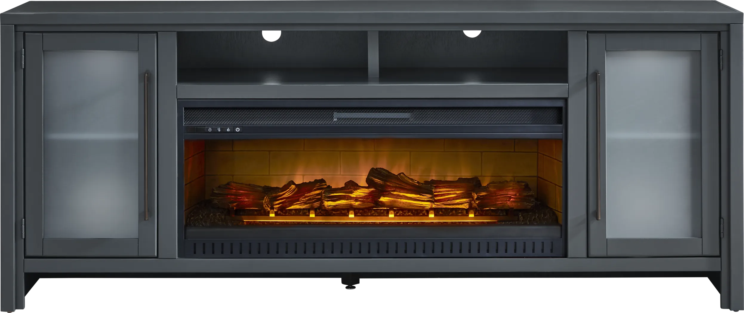 Redmond Blue 80 in. Console with Electric Log Fireplace - Thumbnail - Image 1