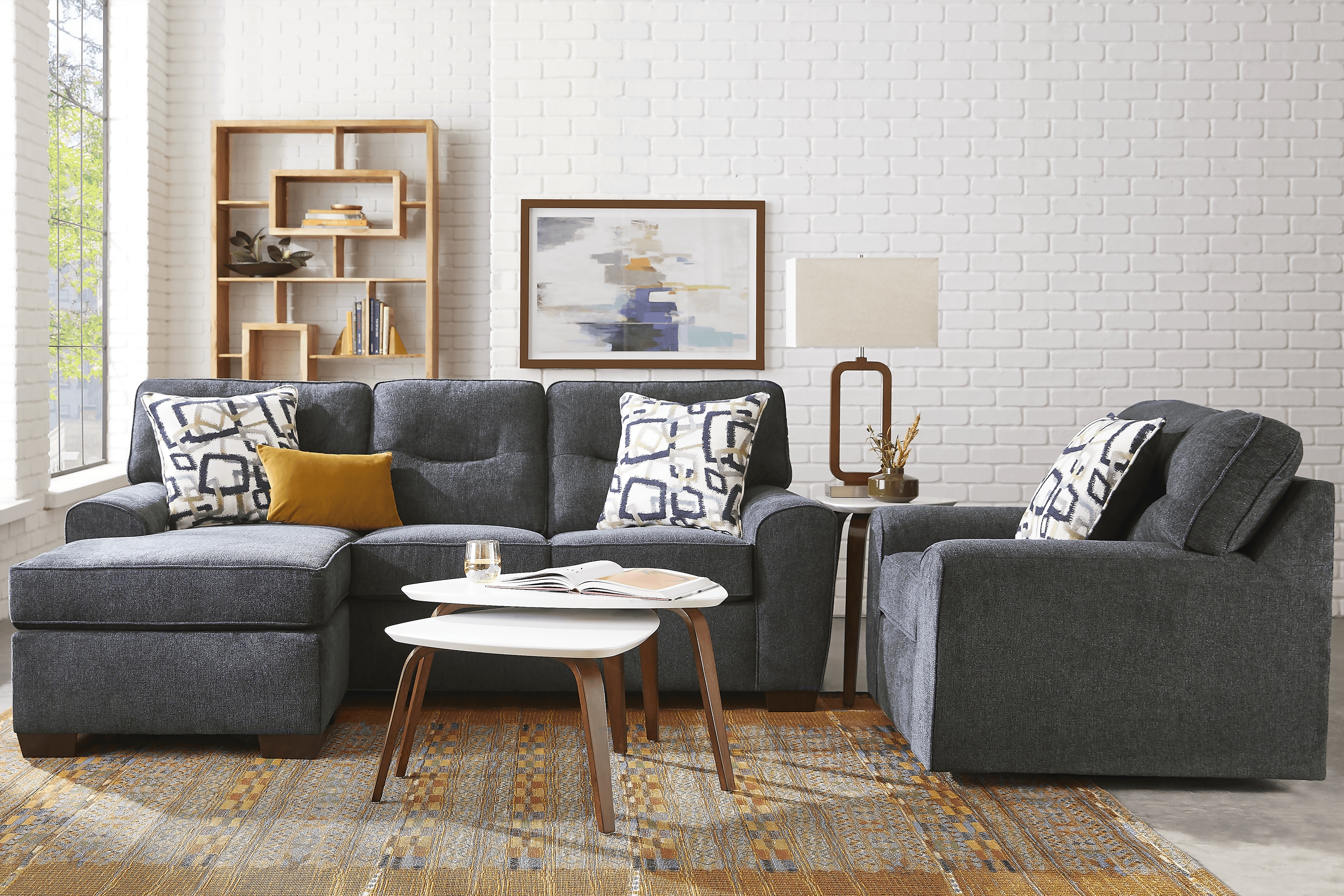 Redwood Park Navy 4 Pc Sectional Living Room - Thumbnail - Image 1