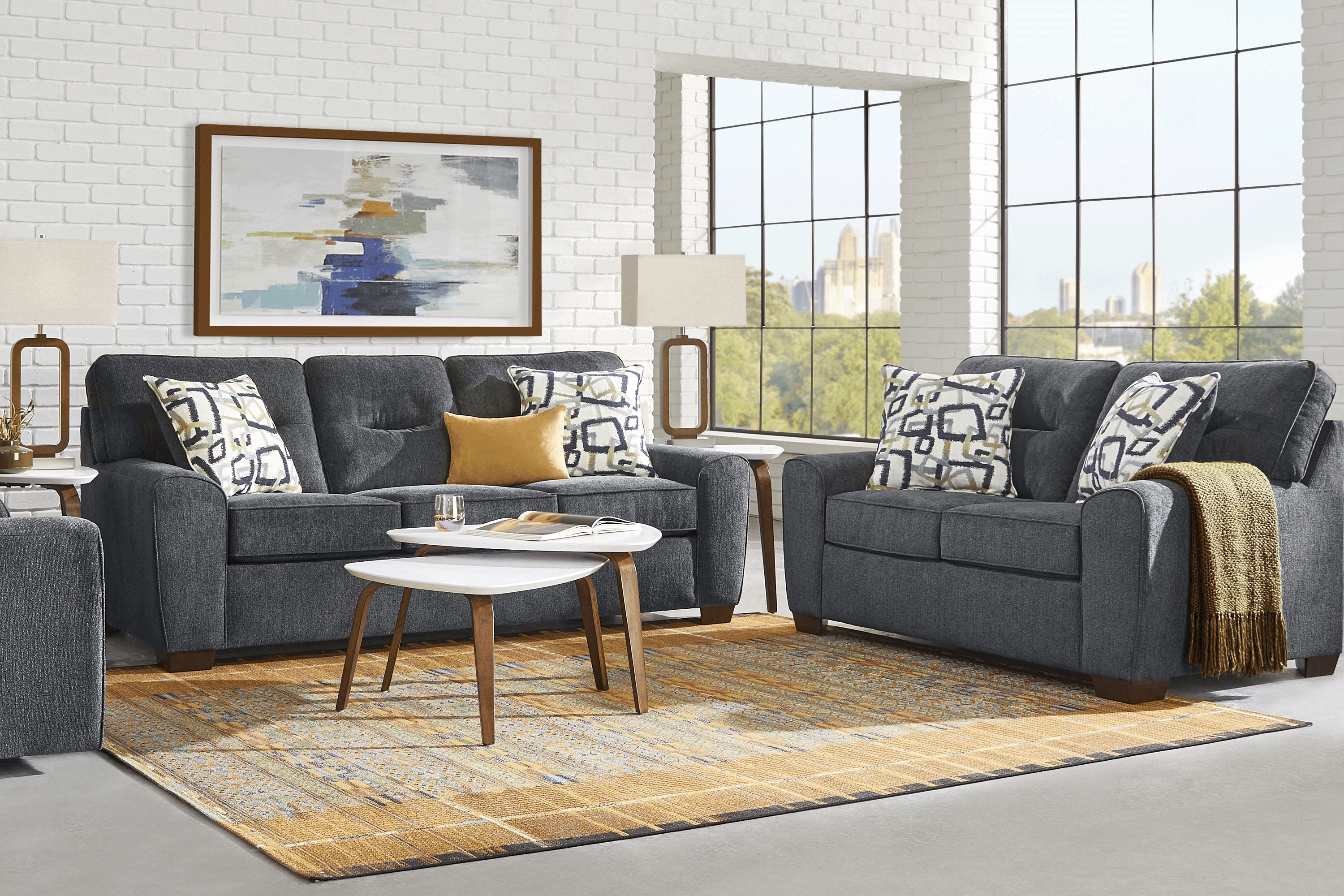 Redwood Park Navy 7 Pc Living Room - Thumbnail - Image 1