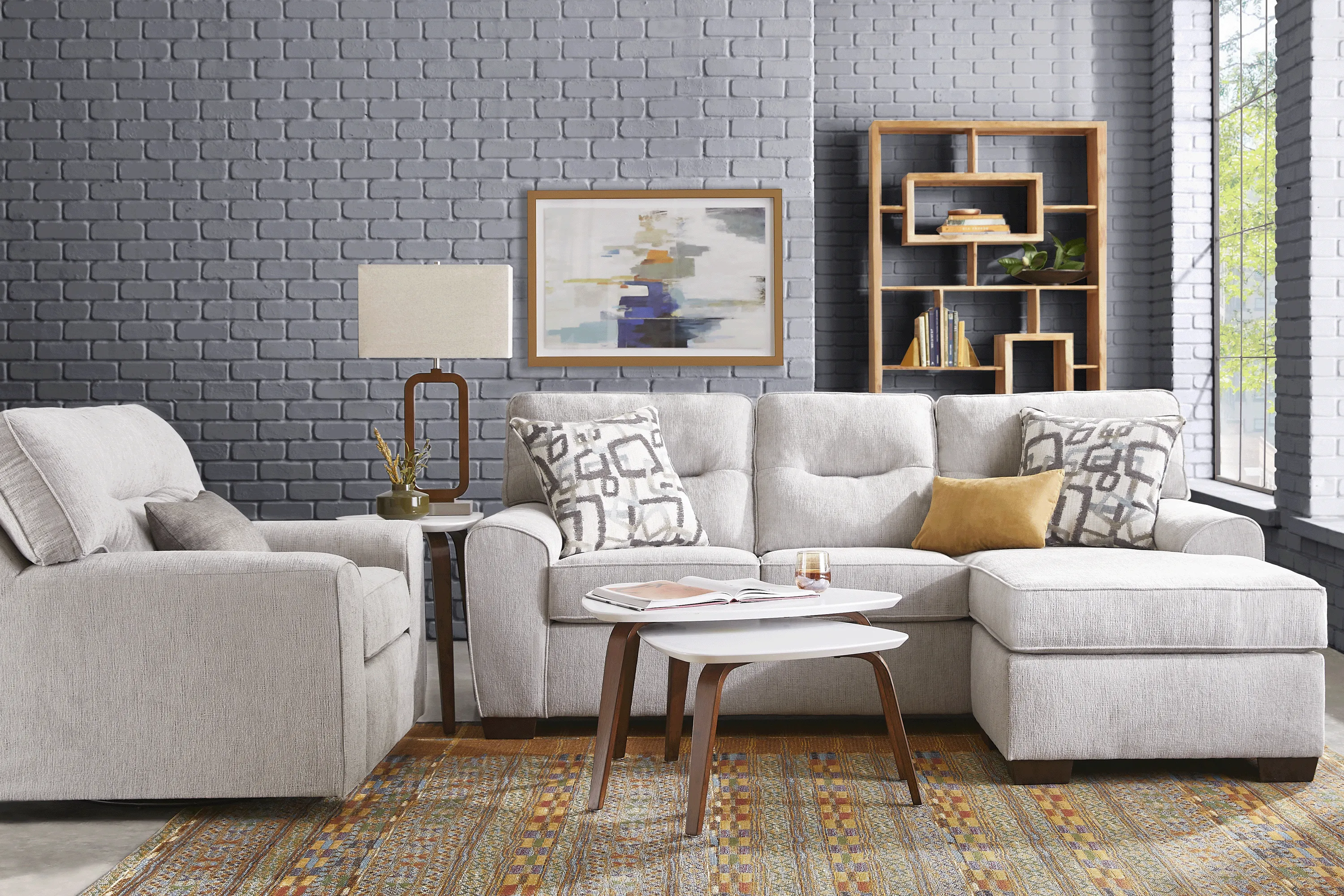 Redwood Park Smoke 4 Pc Sectional Living Room - Thumbnail - Image 1