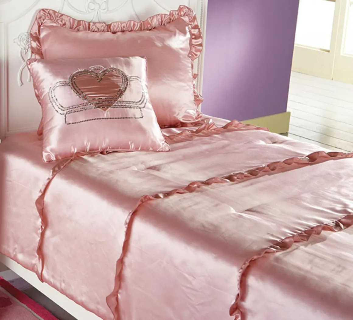 Regal Ruffles Pink Twin Bed Set - Thumbnail - Image 1