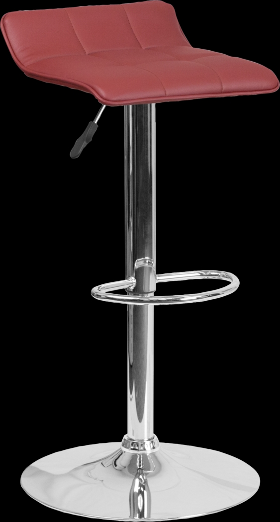 Reggie Burgundy Adjustable Swivel Barstool - Thumbnail - Image 1