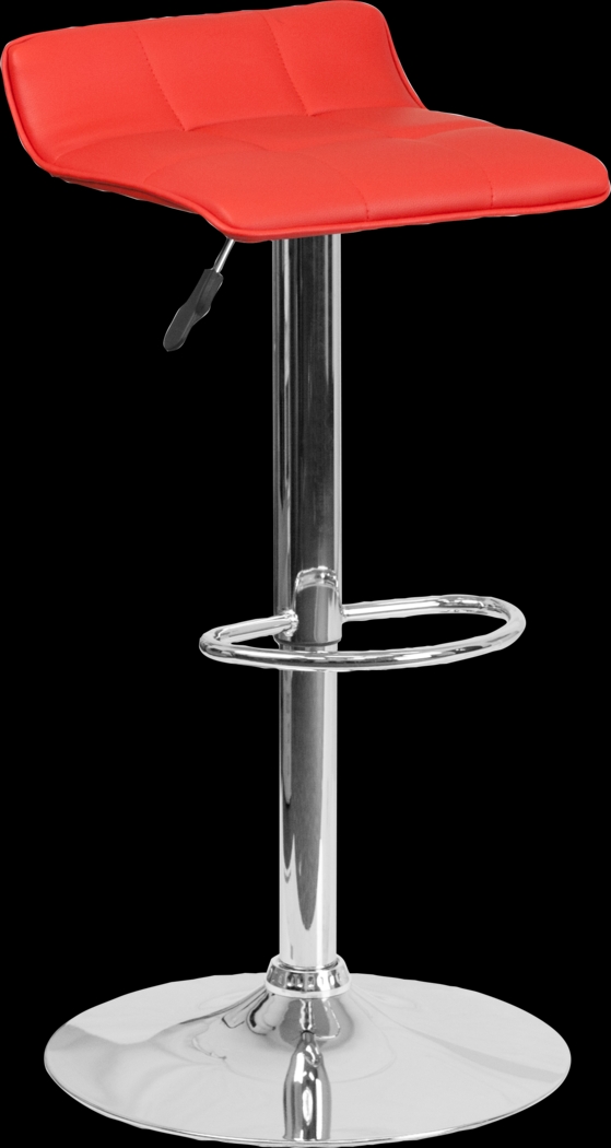 Reggie Red Adjustable Swivel Barstool - Thumbnail - Image 1