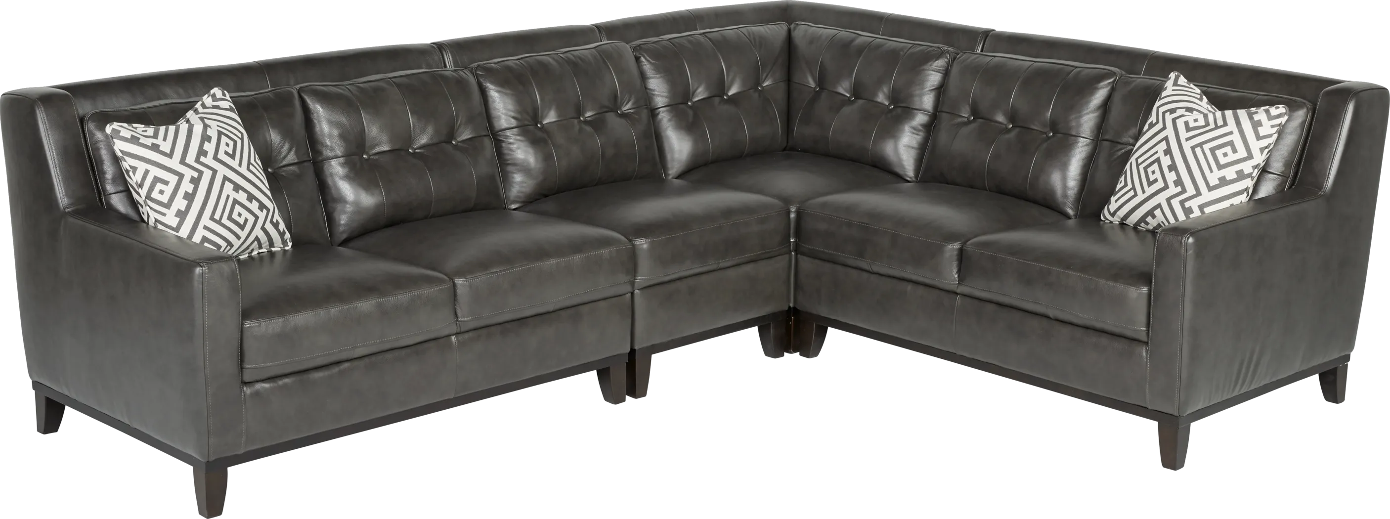 Reina Point Gray Leather 4 Pc Sectional - Thumbnail - Image 1