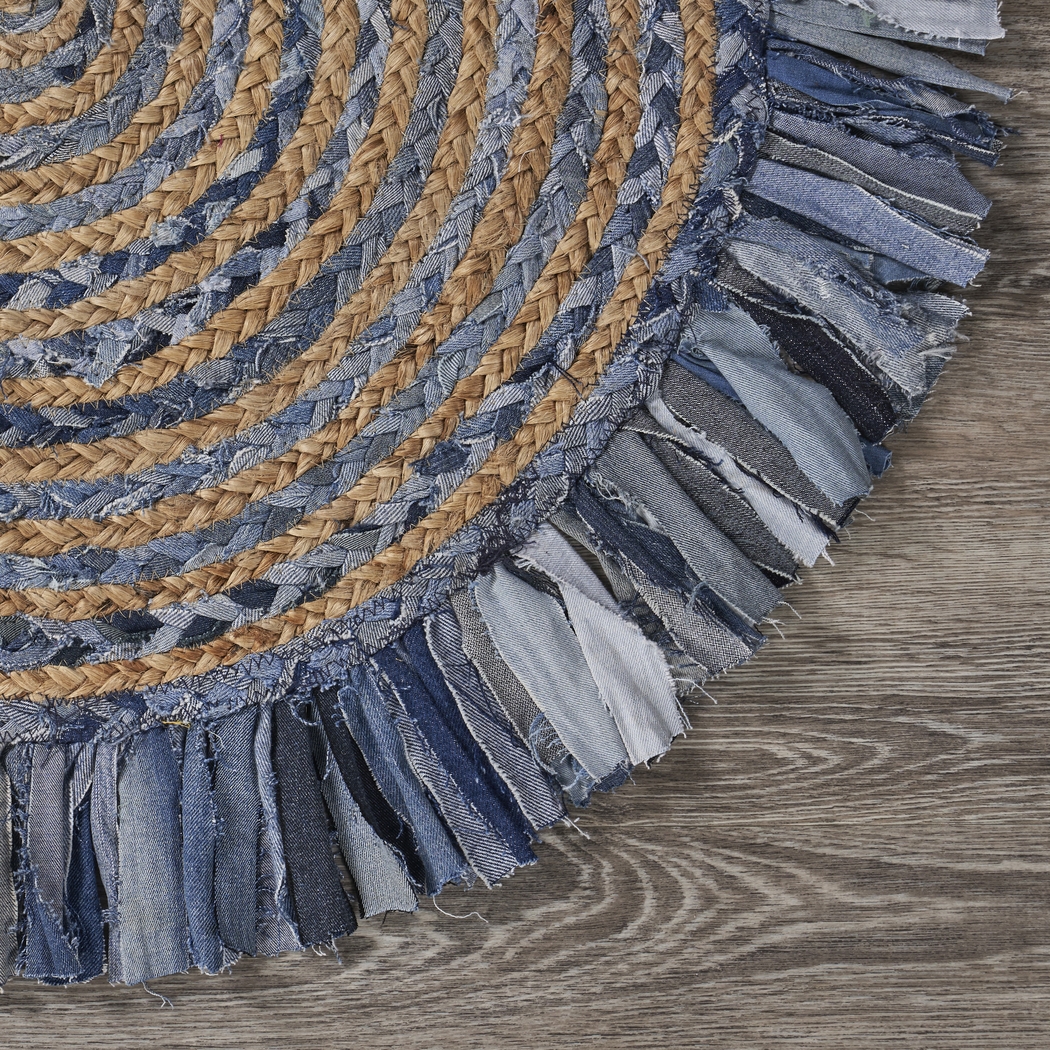Reizu Blue 3'6 Round Rug - Thumbnail - Image 3