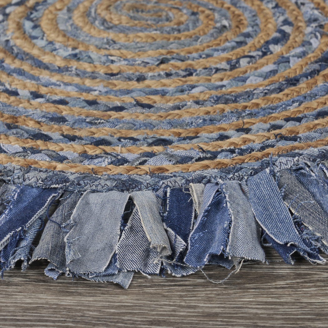 Reizu Blue 3'6 Round Rug - Thumbnail - Image 4