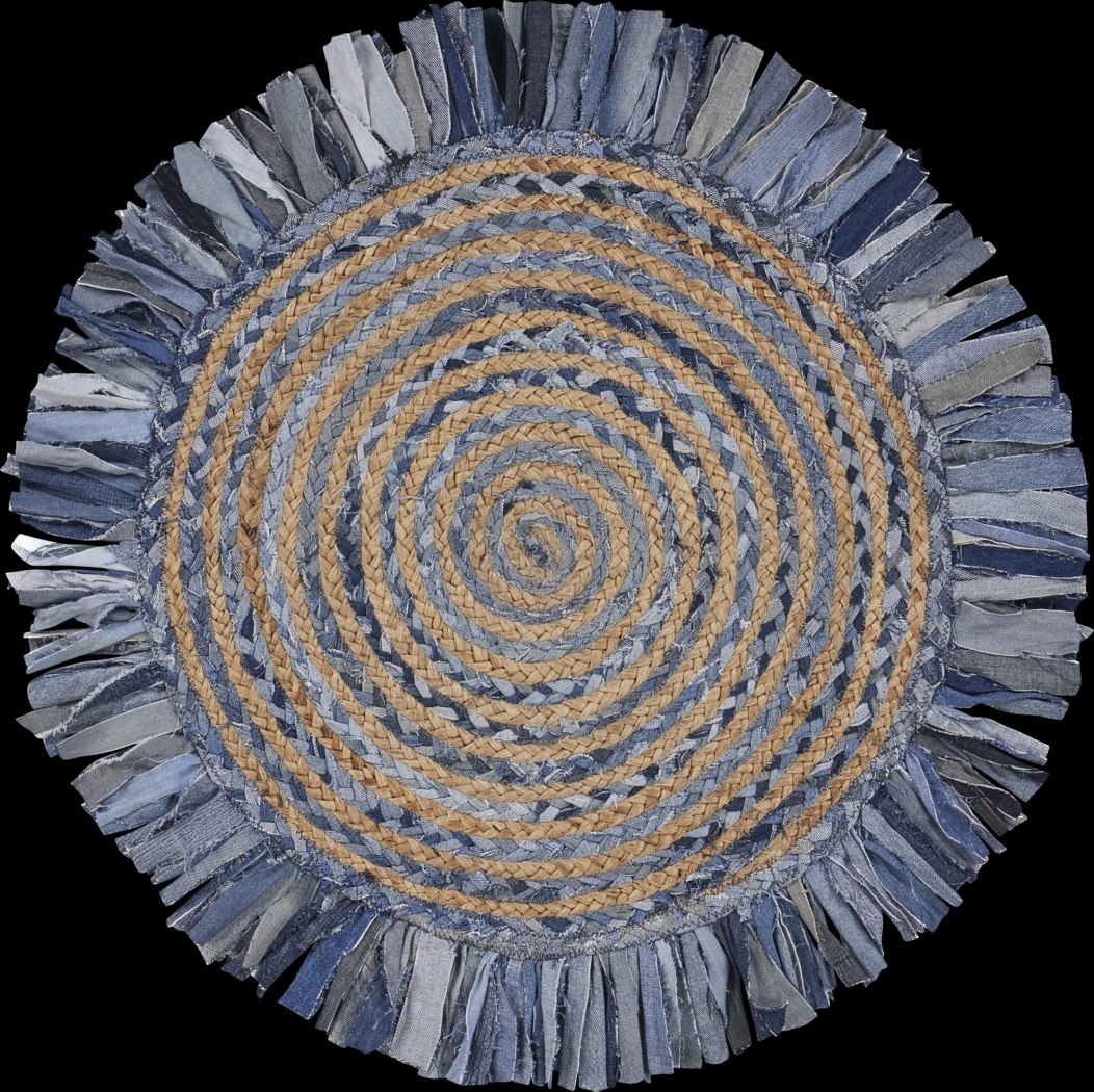 Reizu Blue 3'6 Round Rug - Thumbnail - Image 1