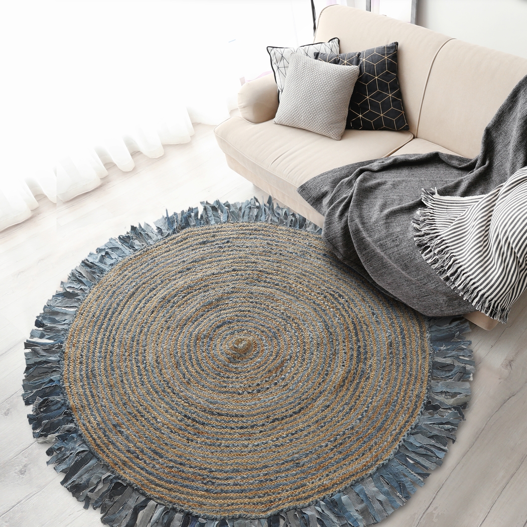 Reizu Blue 5'6 Round Rug - Thumbnail - Image 2
