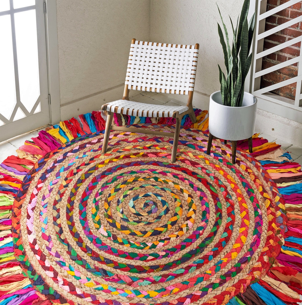 Reizu Red/Multi 3'6 Round Rug - Thumbnail - Image 7