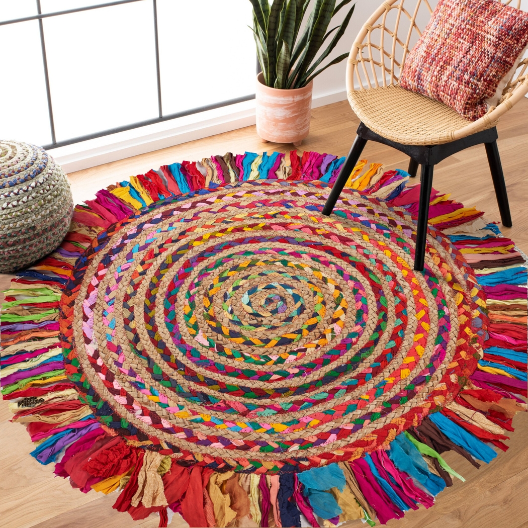 Reizu Red/Multi 5'6 Round Rug - Thumbnail - Image 2