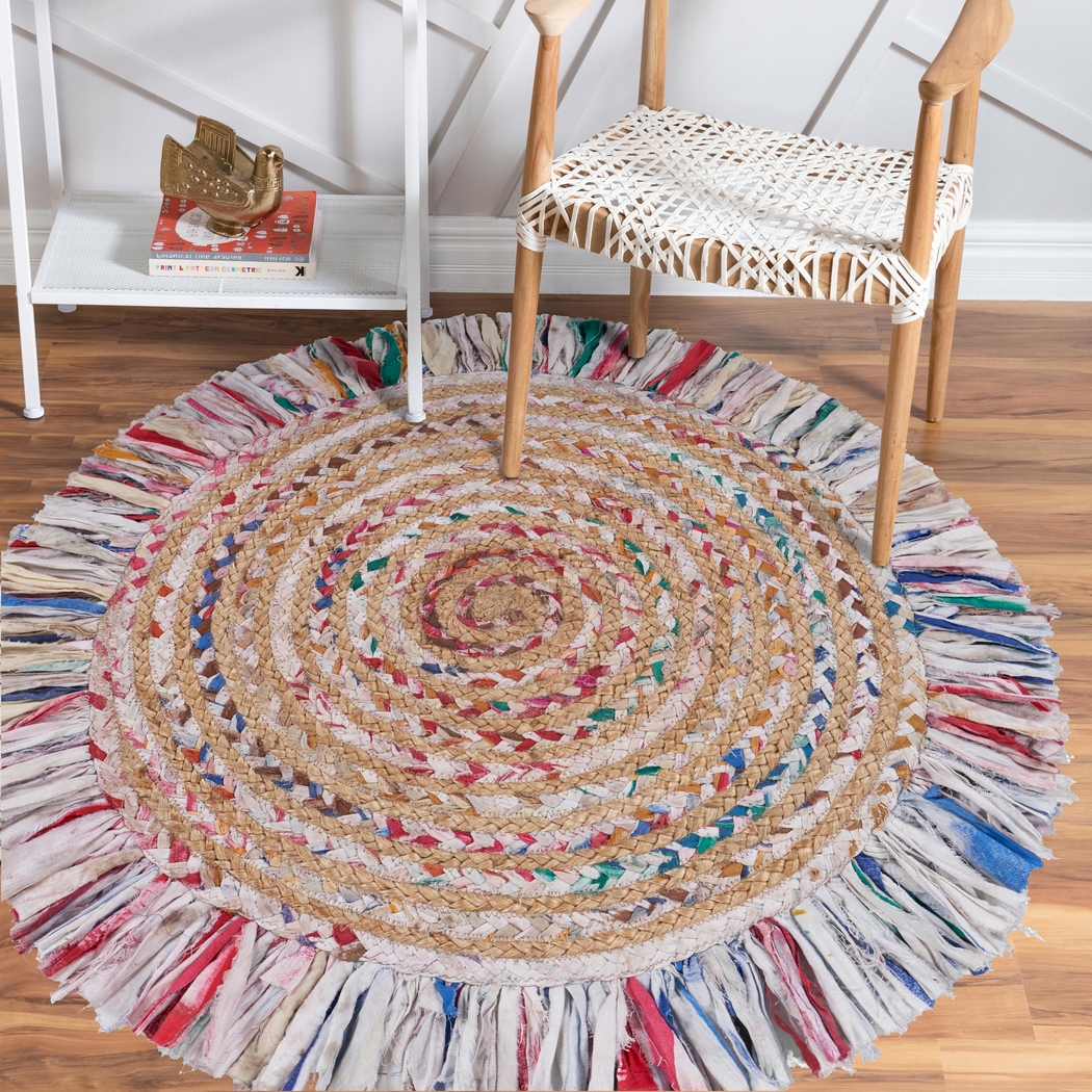Reizu White 5'6 Round Rug - Thumbnail - Image 2