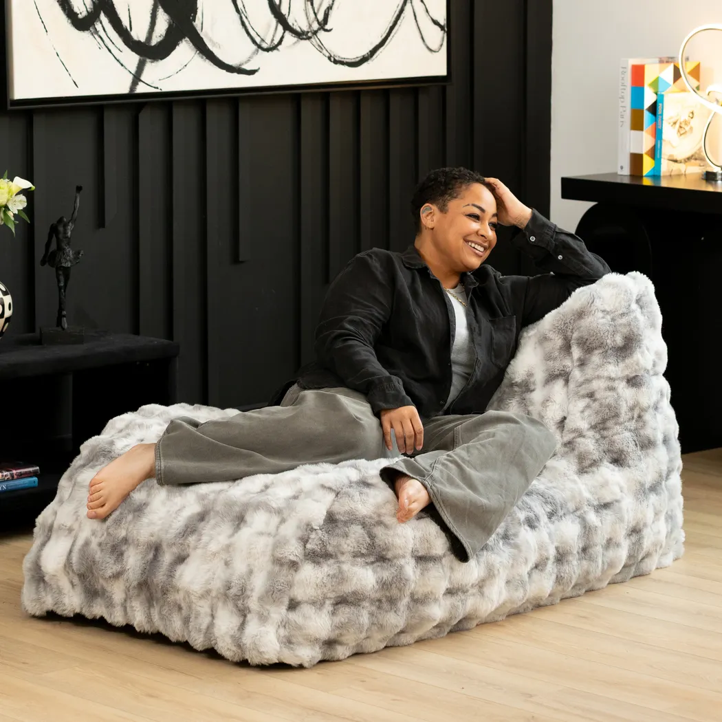 Relaxer Gray Bean Bag Lounger - Thumbnail - Image 4