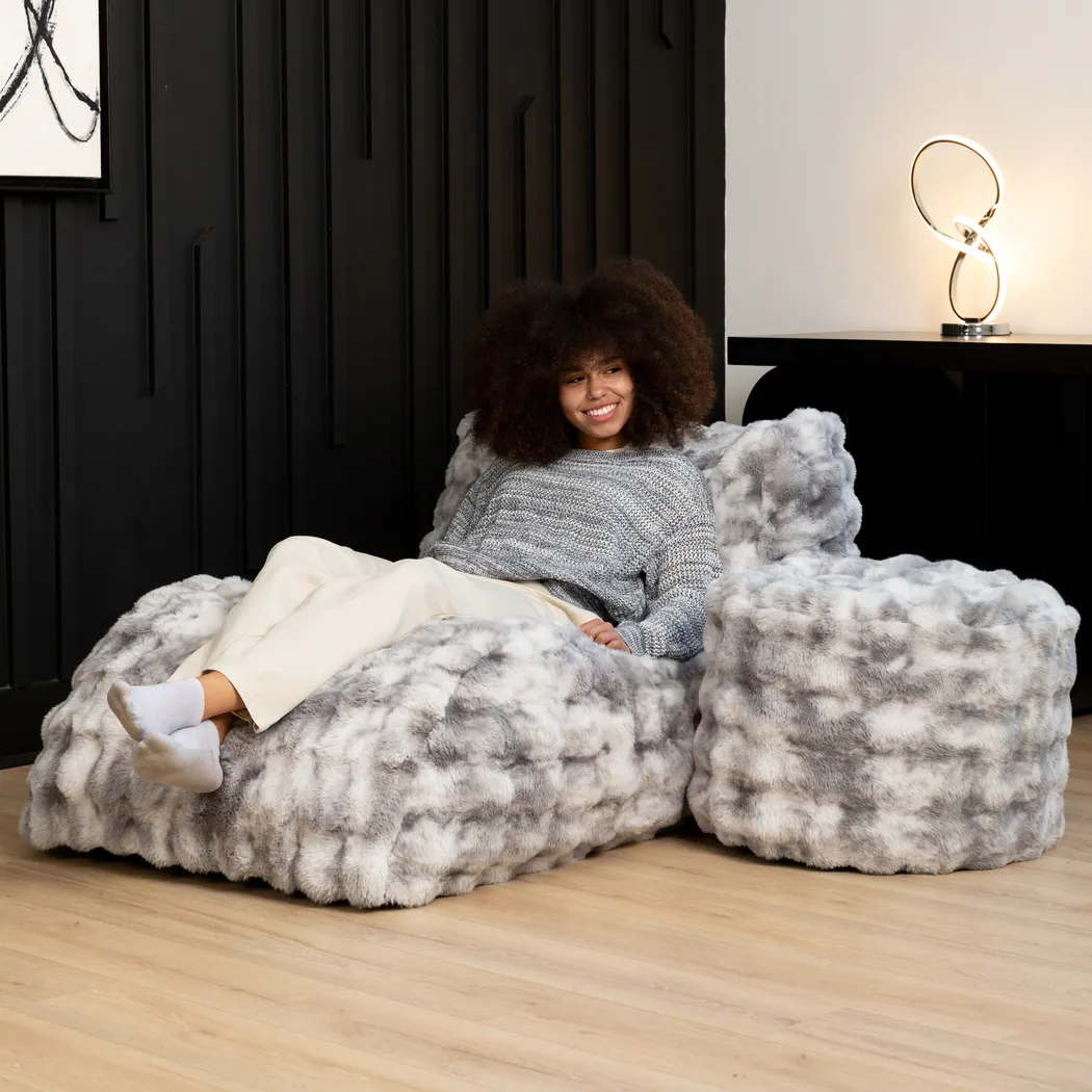 Relaxer Gray Bean Bag Lounger - Thumbnail - Image 5