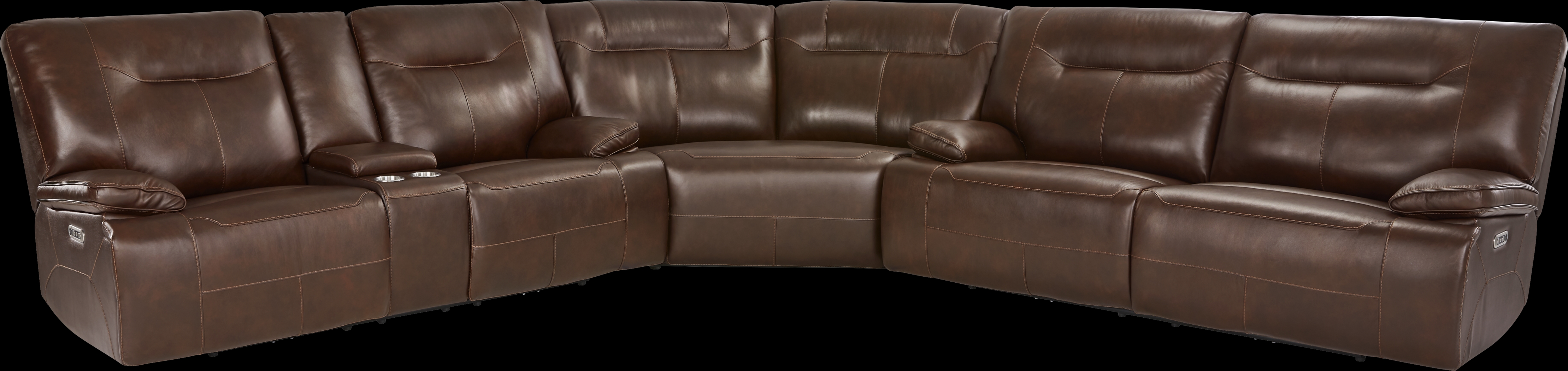 Renaldi Coffee 3 Pc Leather Dual Power Reclining Sectional - Thumbnail - Image 3