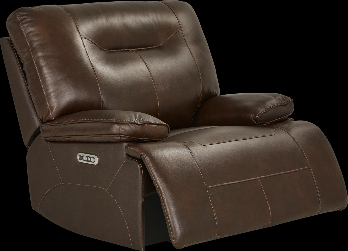 Renaldi Coffee Leather Dual Power Recliner - Thumbnail - Image 1