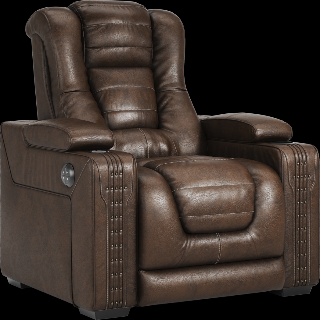 Renegade Brown Leather 3 Pc Dual Power Reclining Living Room - Thumbnail - Image 20