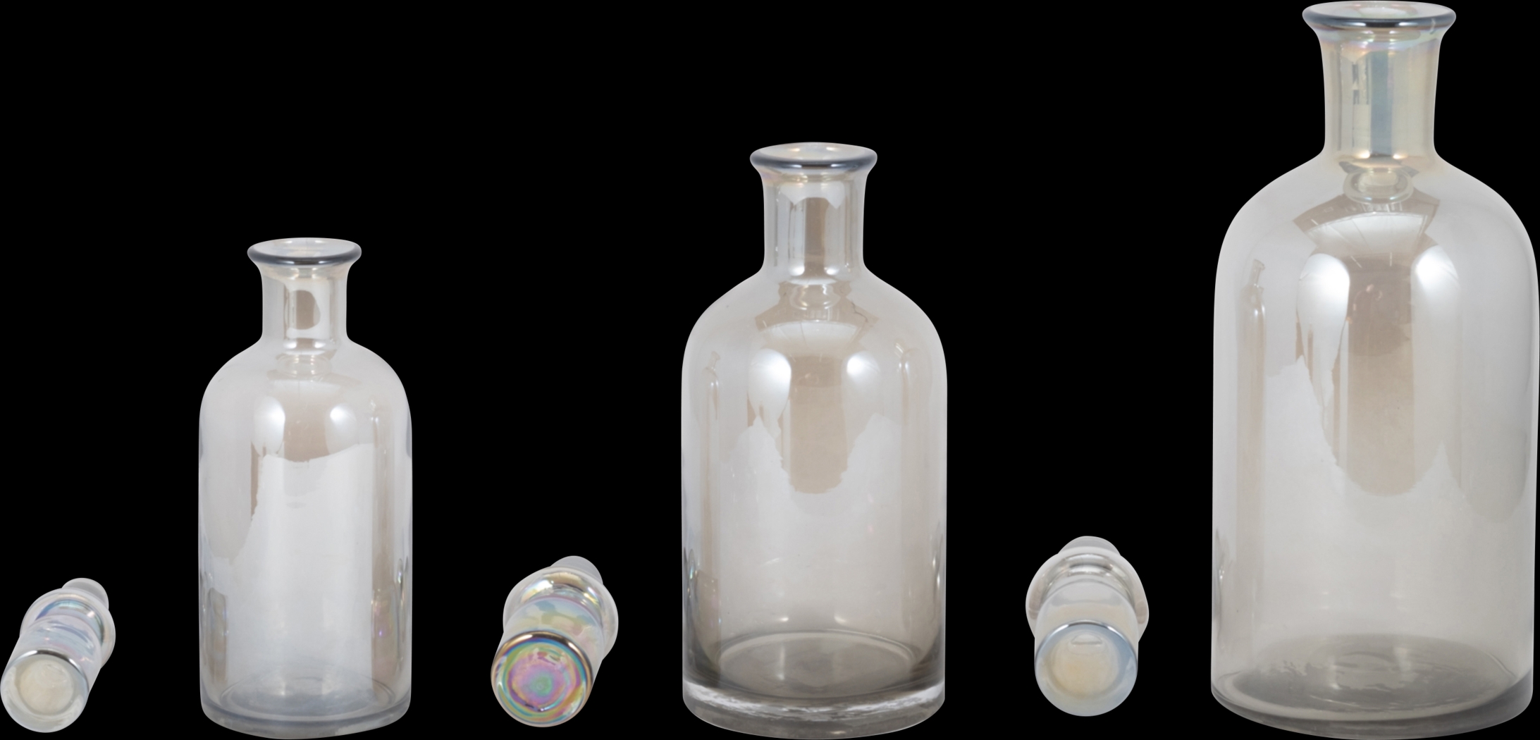 Renno Gray Glass Bottle, Set of 3 - Thumbnail - Image 3