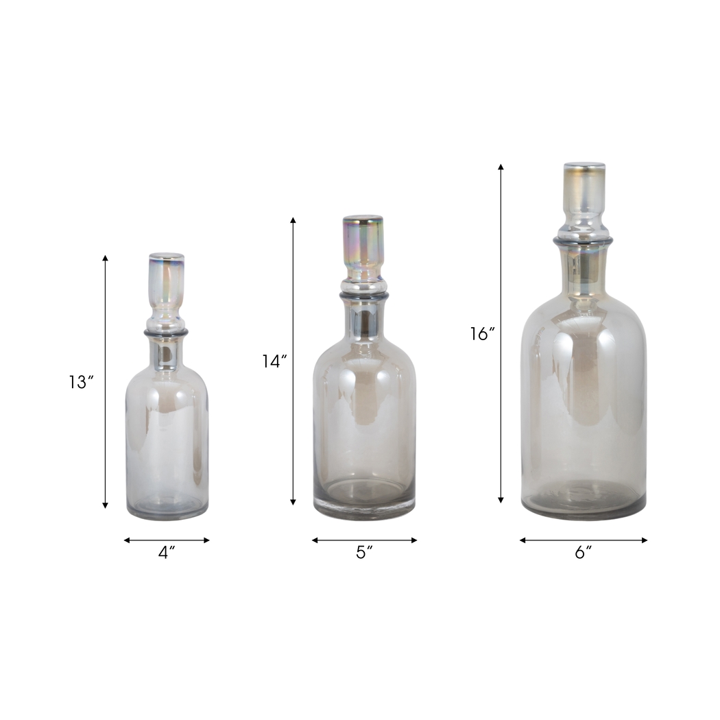 Renno Gray Glass Bottle, Set of 3 - Thumbnail - Image 7