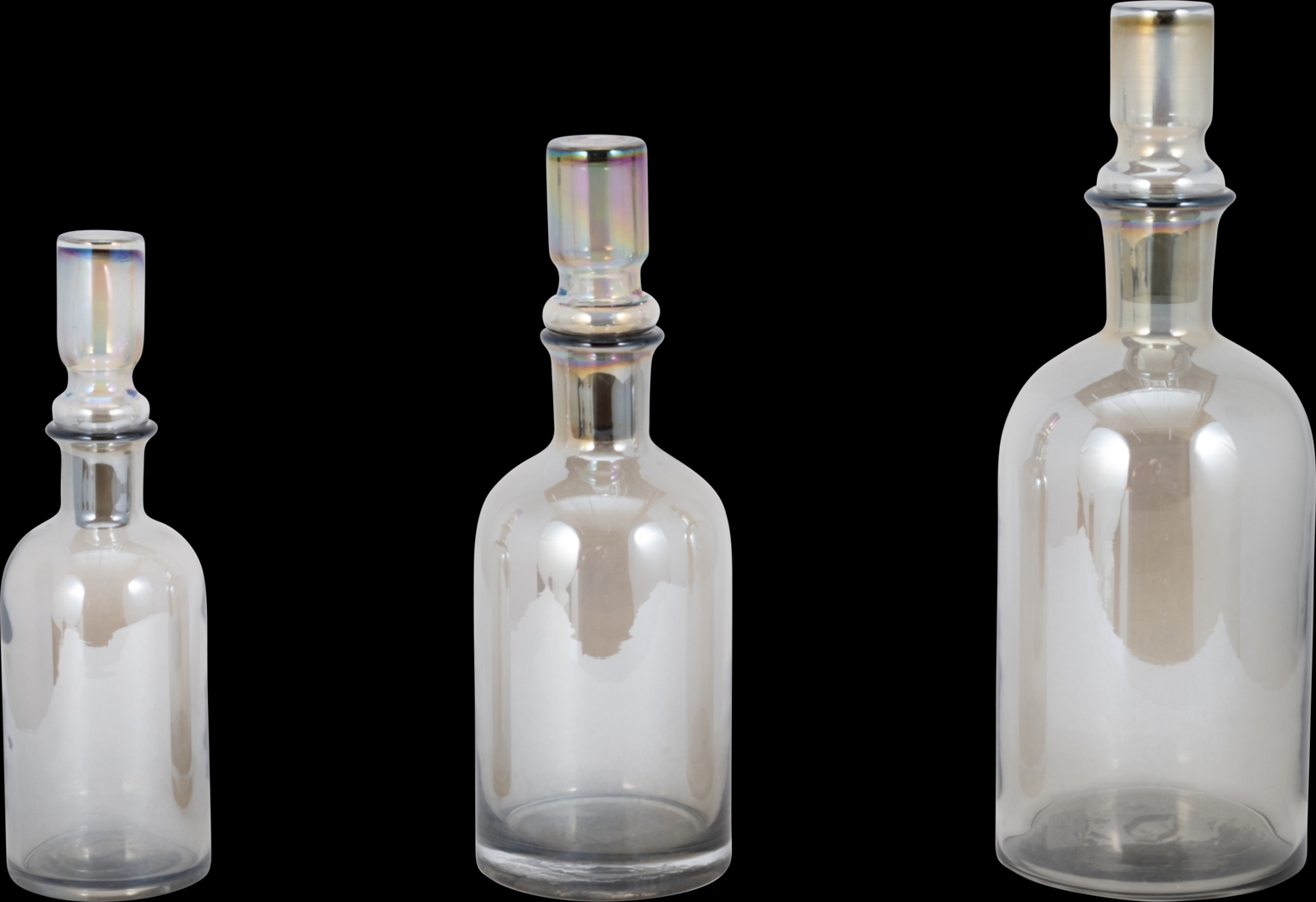 Renno Gray Glass Bottle, Set of 3 - Thumbnail - Image 1