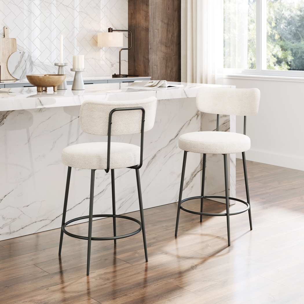 Rentz White Counter Height Stool, Set of 2 - Thumbnail - Image 2