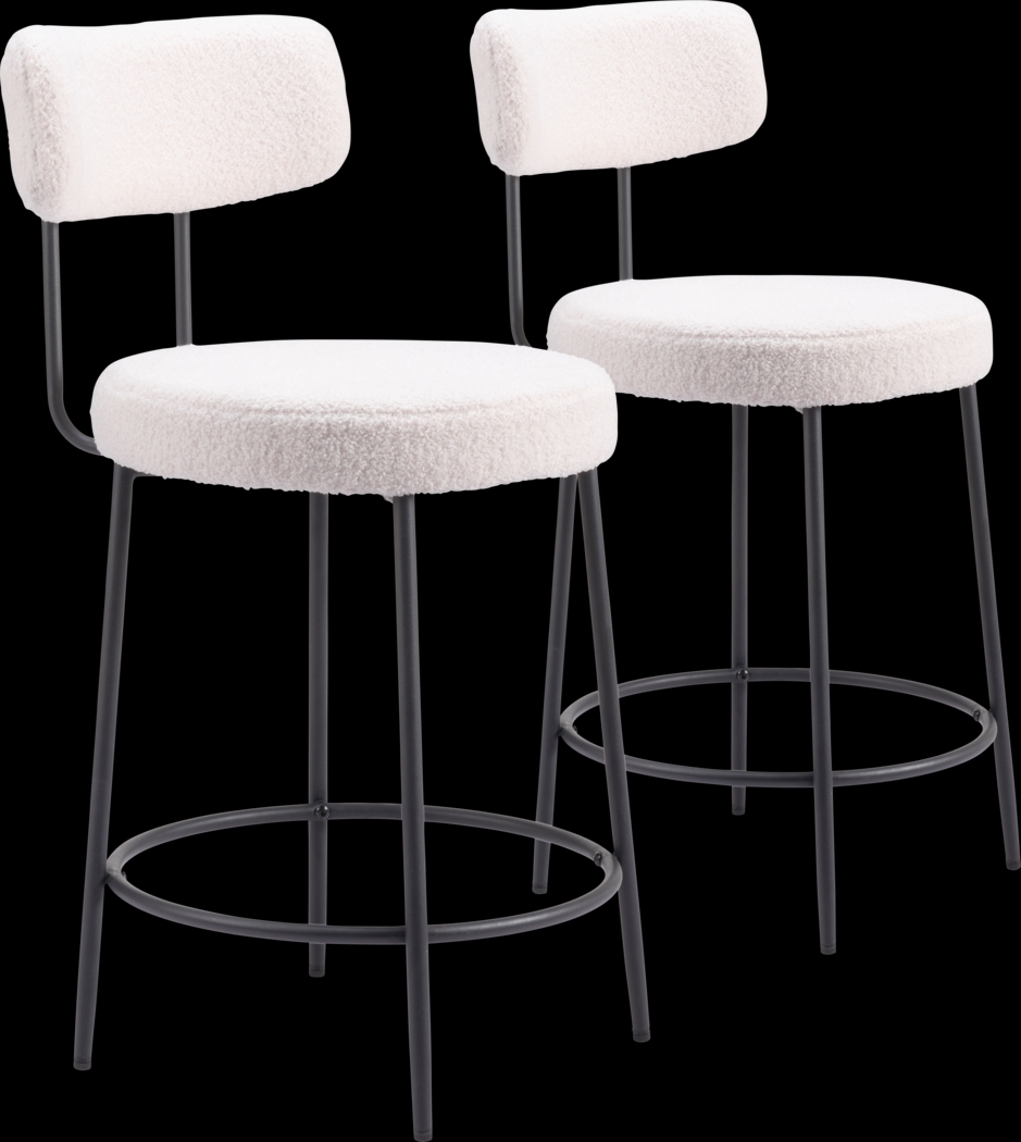 Rentz White Counter Height Stool, Set of 2 - Thumbnail - Image 1