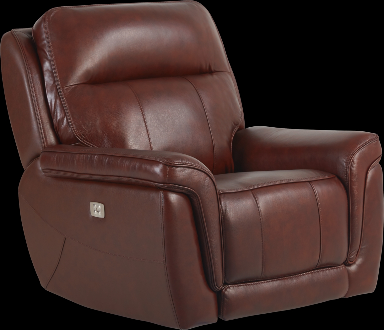 Renzo Brown Leather Dual Power Rocker Recliner - Thumbnail - Image 1