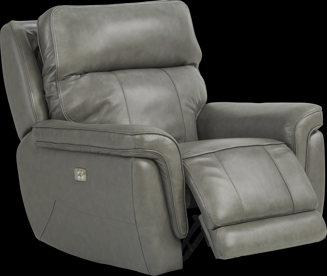 Renzo Gray Leather Dual Power Rocker Recliner - Thumbnail - Image 2
