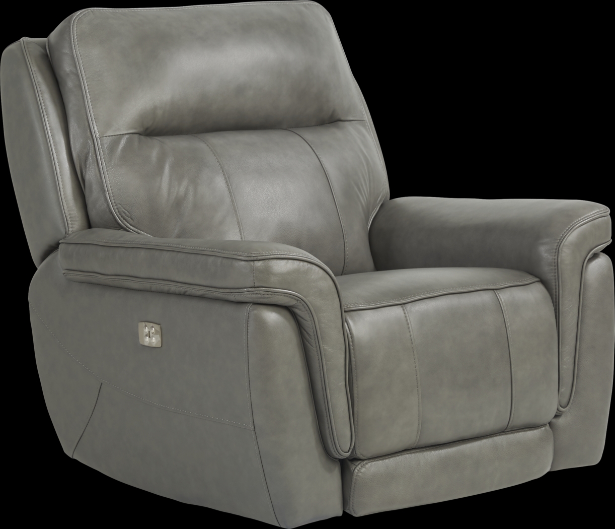 Renzo Gray Leather Dual Power Rocker Recliner - Thumbnail - Image 1