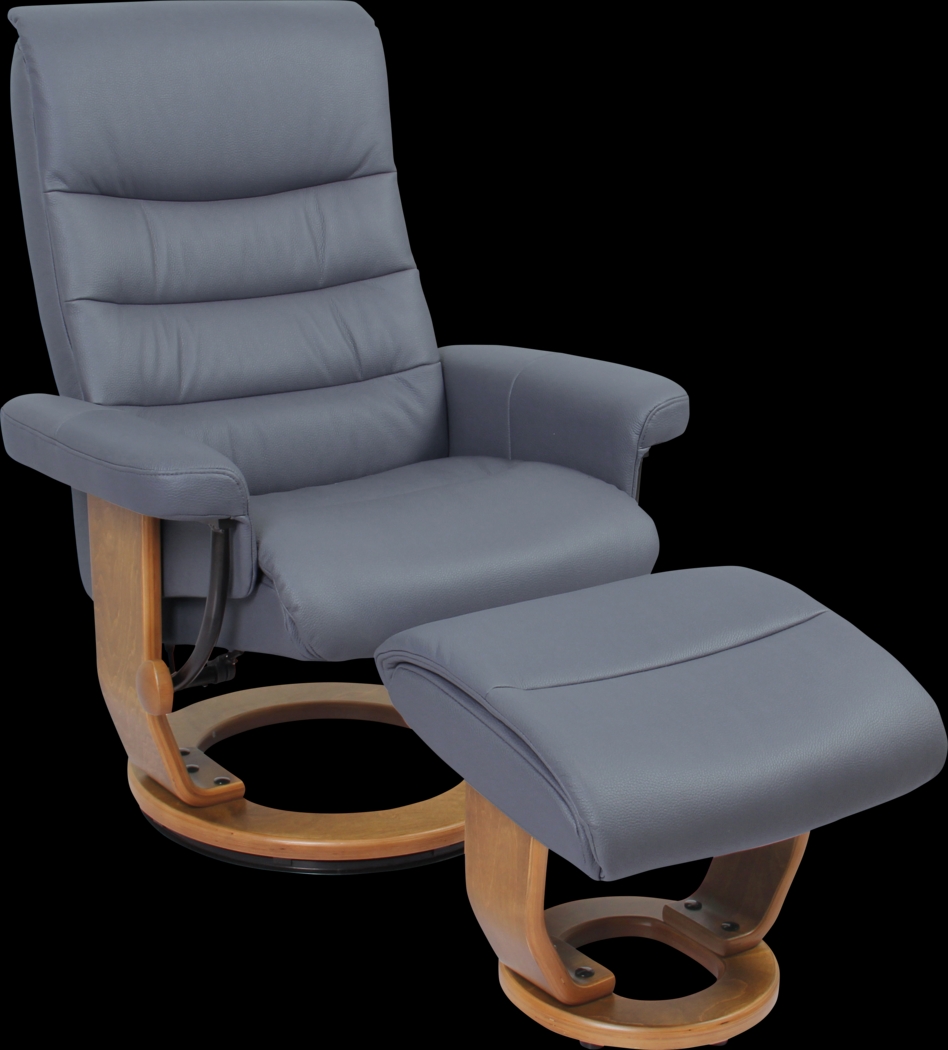 Resco Blue Recliner & Ottoman - Thumbnail - Image 1