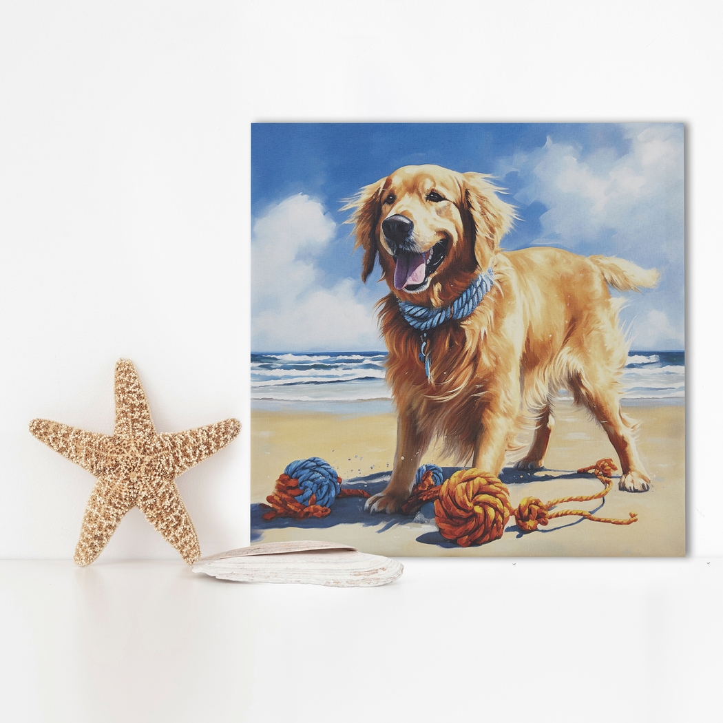 Retriever Playing Blue Wall Decor - Thumbnail - Image 2