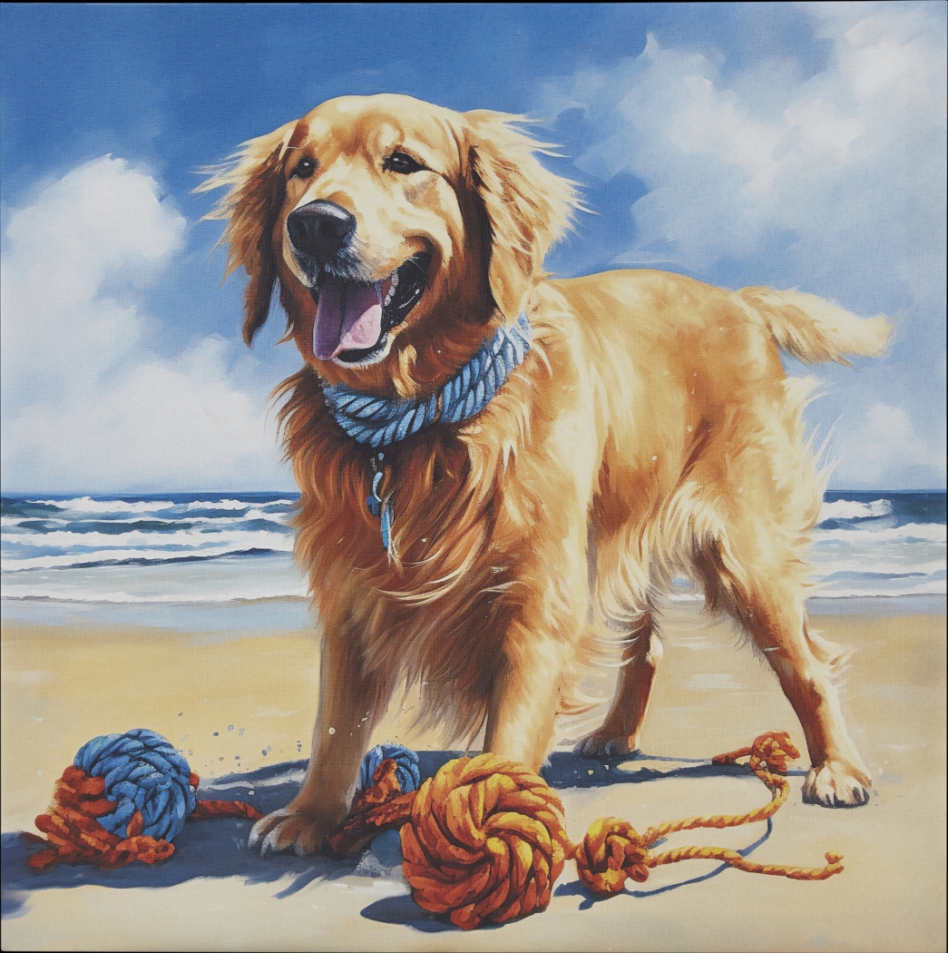 Retriever Playing Blue Wall Decor - Thumbnail - Image 1