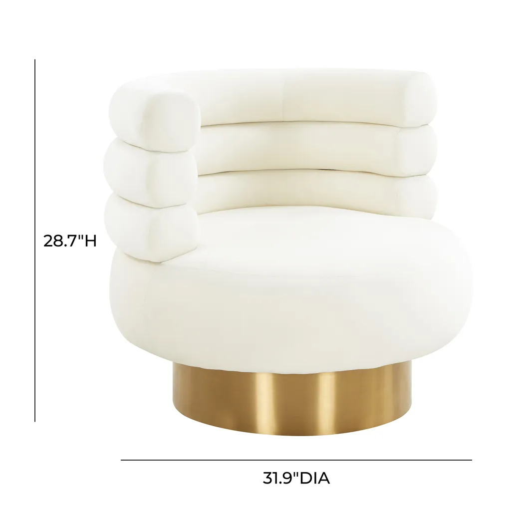 Retro Nest Beige Swivel Chair - Thumbnail - Image 7
